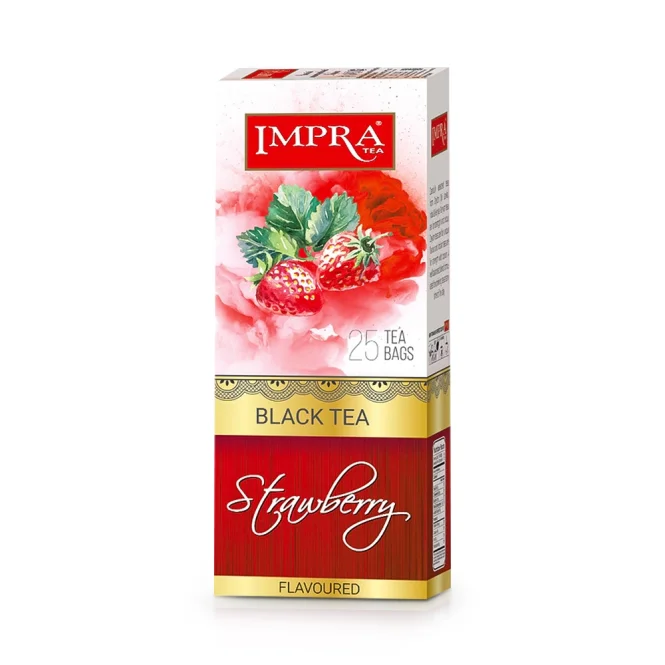 Schwarzer Tee, mit Erdbeergeschmack, Impra, 25 x 2 g    