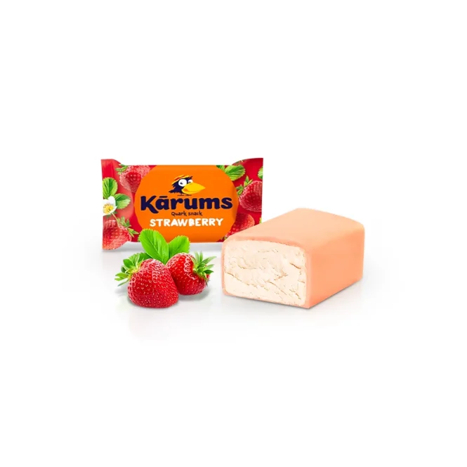 Quarkriegel mit Erdbeergeschmack, in Schokoglasur, Karums, 45 g