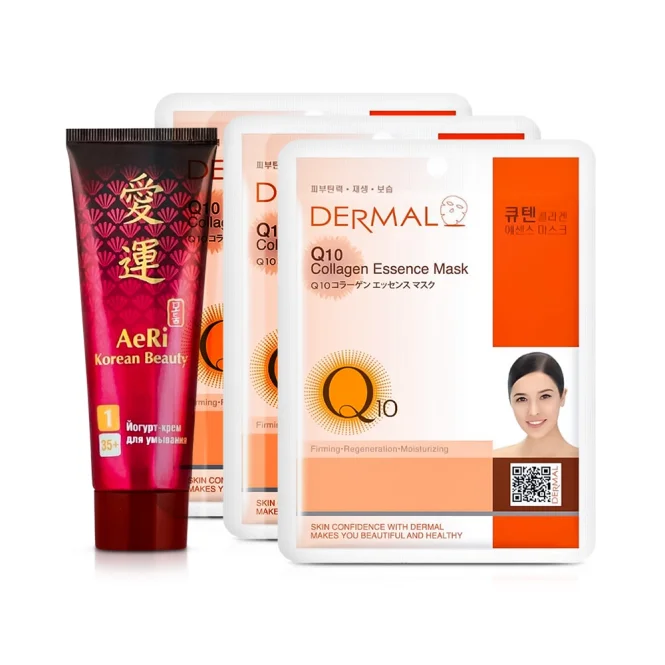 Gesichtsset - Reinigung und Pflege, Joghurtcreme zum Waschen + Stoffmaske: 3-tlg.
