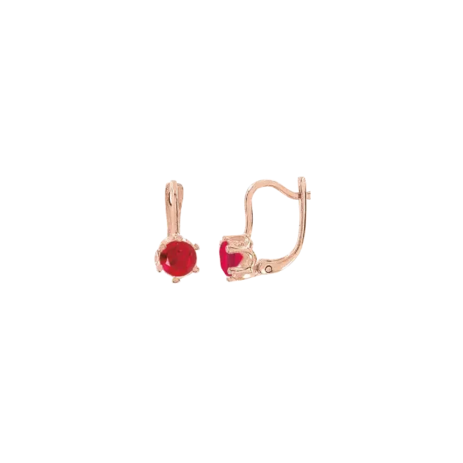 Kinderohrringe, Rotgold 585°, Zirkonia, englischer Verschluss, 12 mm
