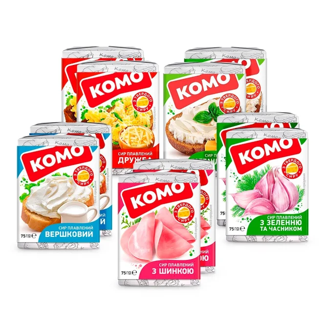Probierset Schmelzkäse 40 % Fett, Komo, 10 х 75 g
