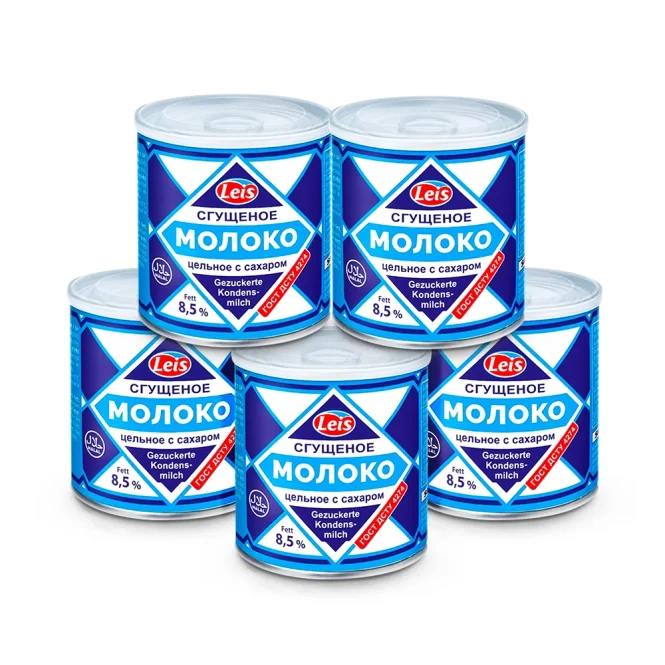 Сгущённое молоко 8,5 % жирности, Leis, 5 x 370 г 
