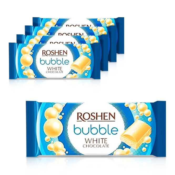 Шоколад белый пористый, Roshen, 5 x 80 г