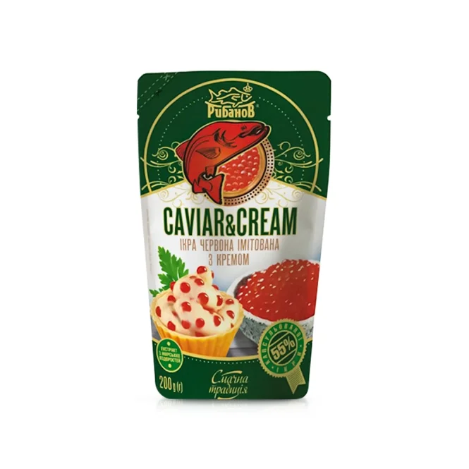 Икра лососевая в кремовом соусе, имитация, Рибанов, 200 г