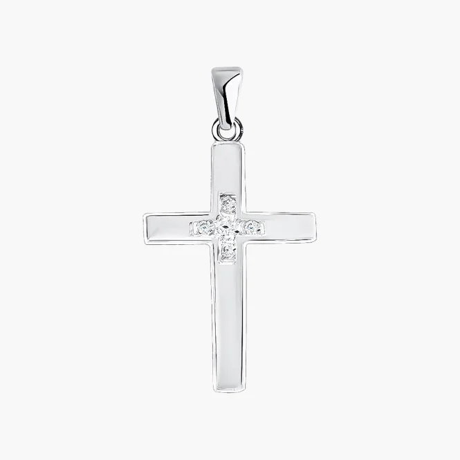 Kreuz Anhänger, Silber 925°, Zirkonia, 31 mm