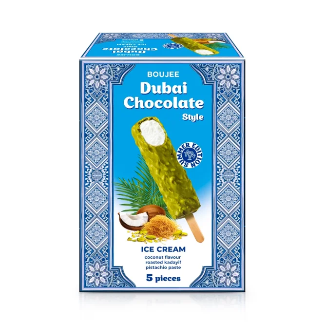 Eis - Dubai Schokolade, mit Kokosgeschmack, Boujee, 5 x 45 g