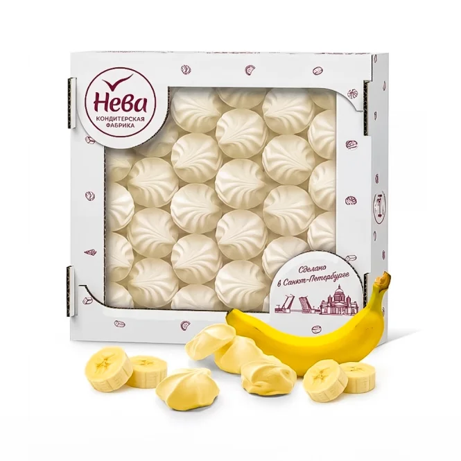 Зефир мини, со вкусом банана, Нева, 270 г