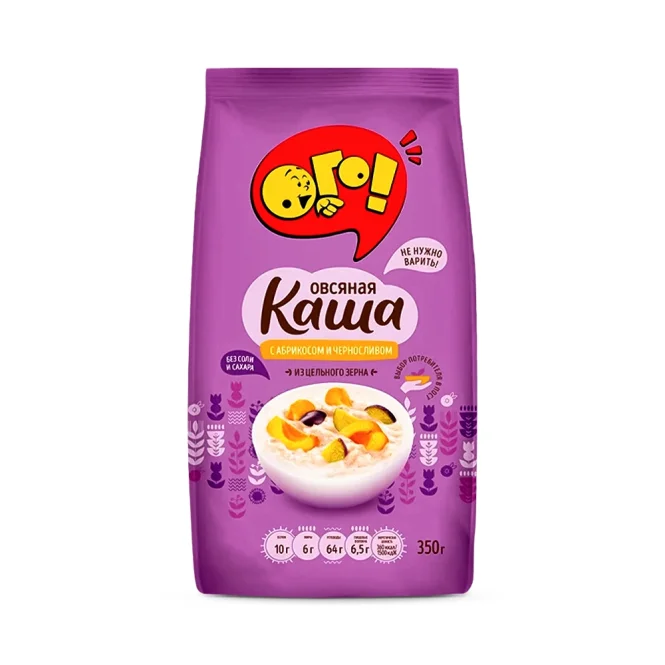 Каша овсяная, с абрикосом и черносливом, ОГО!, 350 г
