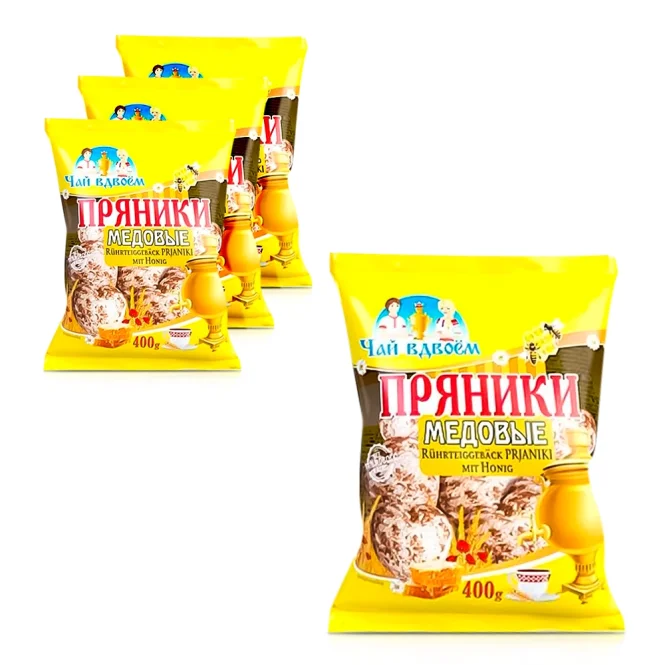 Süßgebäck Prjaniki - Tee für zwei, mit Honig, 4 х 400 g