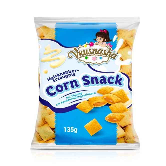 Подушечки кукурузные с начинкой со вкусом сгущённого молока, Вкусняша, 135 г