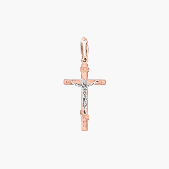 Kreuz Anhänger, Rot- / Weißgold 585°, 25 mm