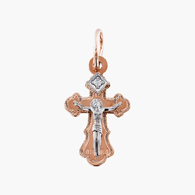 Kreuz, Rot- / Weißgold 585°, Zirkonia, 22 mm