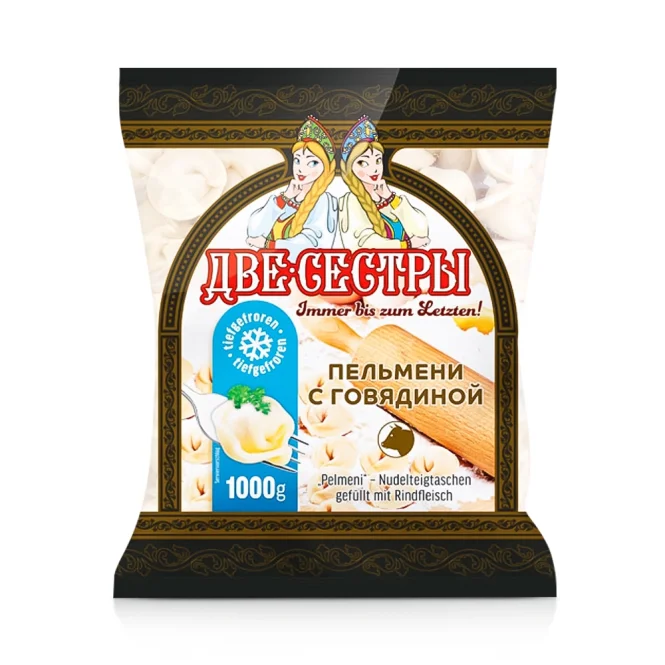 Пельмени Две Сестры, с начинкой мяса говядины, 1 кг