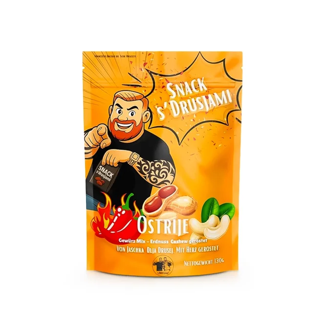 Арахис и кешью, обжаренные с экзотическими специями, s Drusjami, 130 г