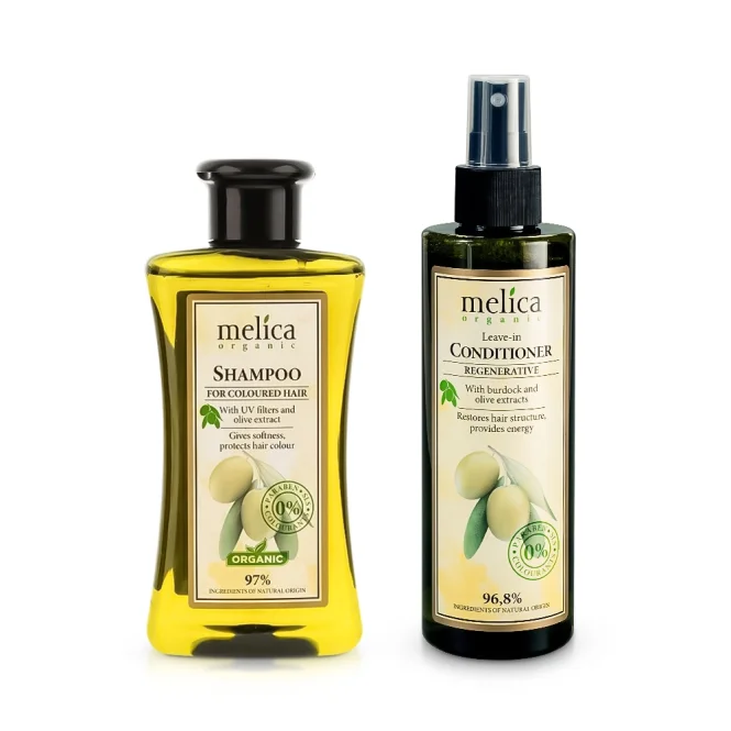 Haarset - Regenerierend, mit Olivenöl, Shampoo + Spülung, Melica Organic