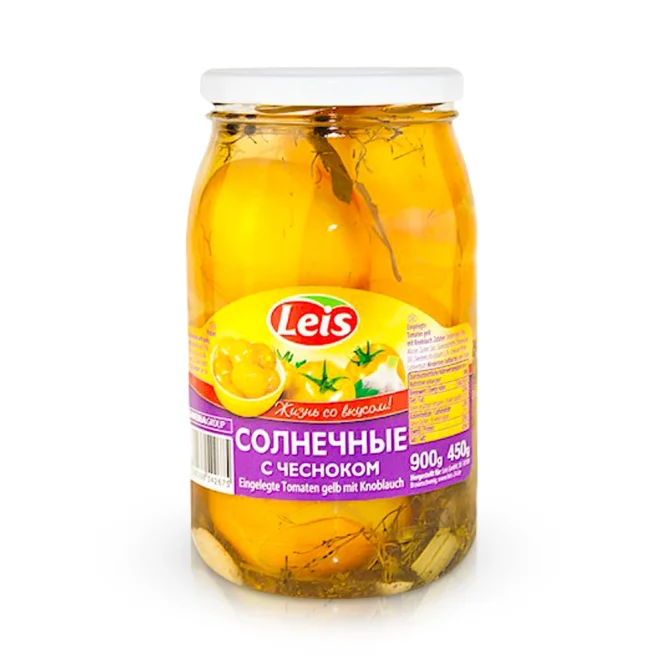 Eingelegte gelbe Tomaten mit Knoblauch, 900 g