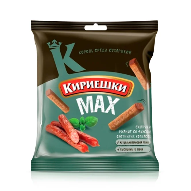 Сухарики ржаные со вкусом охотничих колбасок, 40 г
