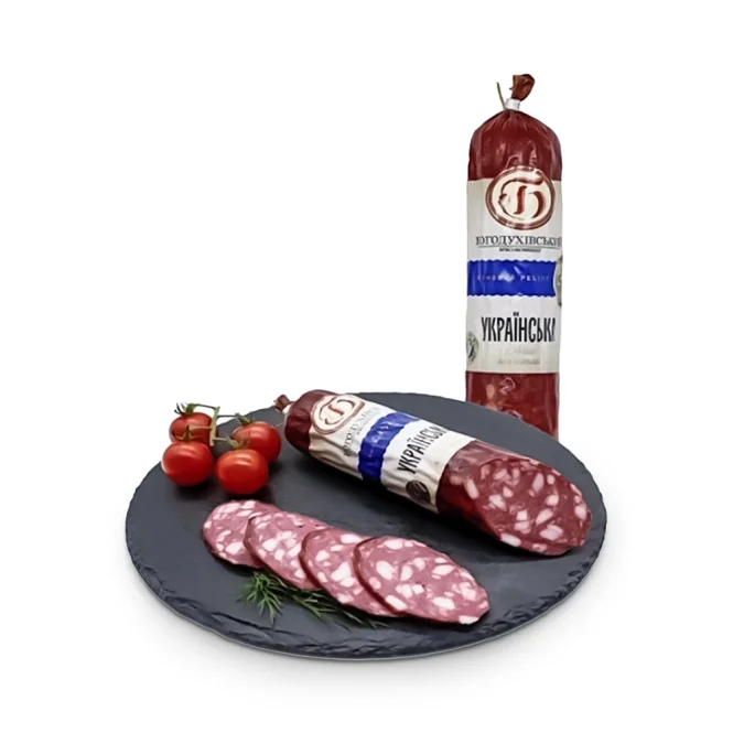Wurst Serwelat - Ukrainskij, gekocht und geräuchert, Schweinefleisch, Bogoduhowskij, 300 g
