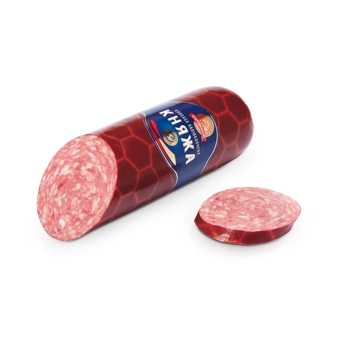 Wurst - Knjaschеskaja, aus Schweinefleisch, geräuchert, Saltiwski Mjasokombinat, 450 g