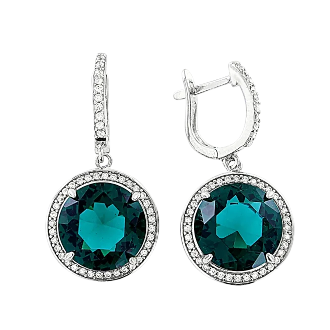 Серьги-подвески, серебро 925°, фианит, 32 мм