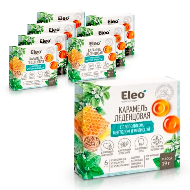 Lutscher, mit Propolis, Menthol und Zitronenmelisse, Eleo, 19 g х 8