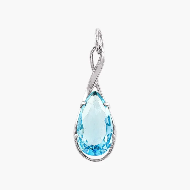 Anhänger, Silber 925°, Blauer Topas HTS *, 40 mm