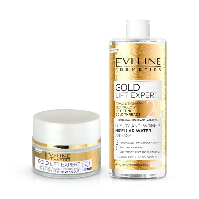 Набор для лица - Gold Lift Expert ,  мицеллярная вода + крем 50 +, Eveline Cosmetics