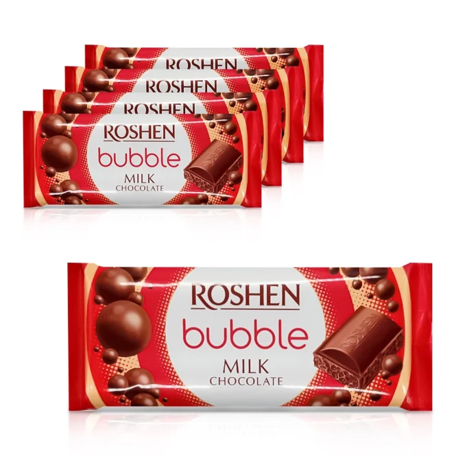 Шоколад молочный пористый, Roshen, 5 х 80 г