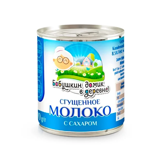 Сгущённое молоко, 8,5 % жирности, с ключем, Бабушкин домик, 370 г