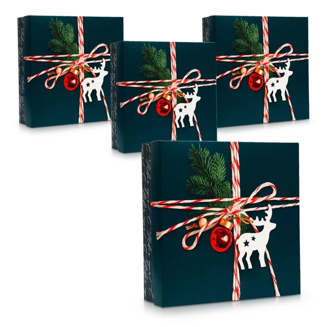 Коробка подарочная - Новогодняя посылка, картон, 26 х 26 х 8 см, 4 шт.