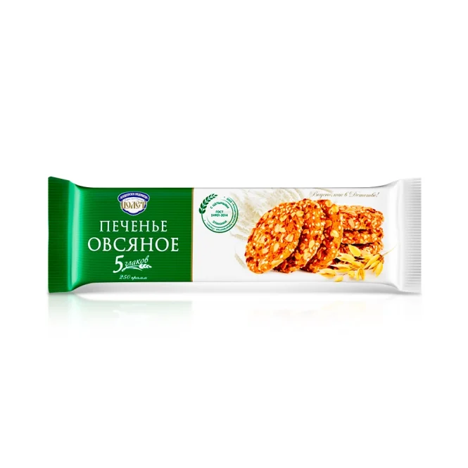 Печенье овсяное - Полет, 5 злаков, 250 г