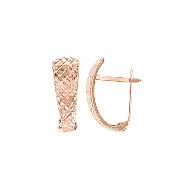 Серьги, красное золото 585°, английская застежка, 15 мм