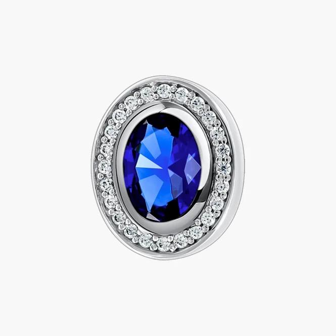 Подвеска, серебро 925°, фианит, сапфир ГТ *, 9 мм