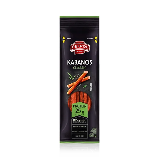 Колбаски свиные - Kabanos Классический, копчёные, 105 г
