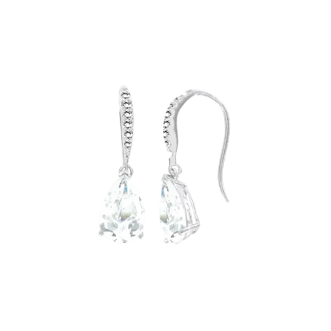 Серьги, серебро 925°, фианит, застежка-петля, 27 мм