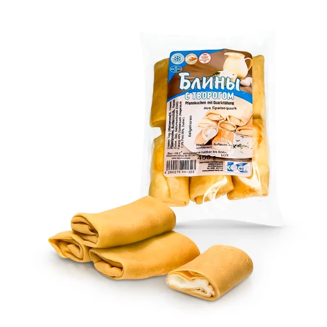 Bliny, Pfannkuchen mit Quarkfüllung, Koch, 450 g