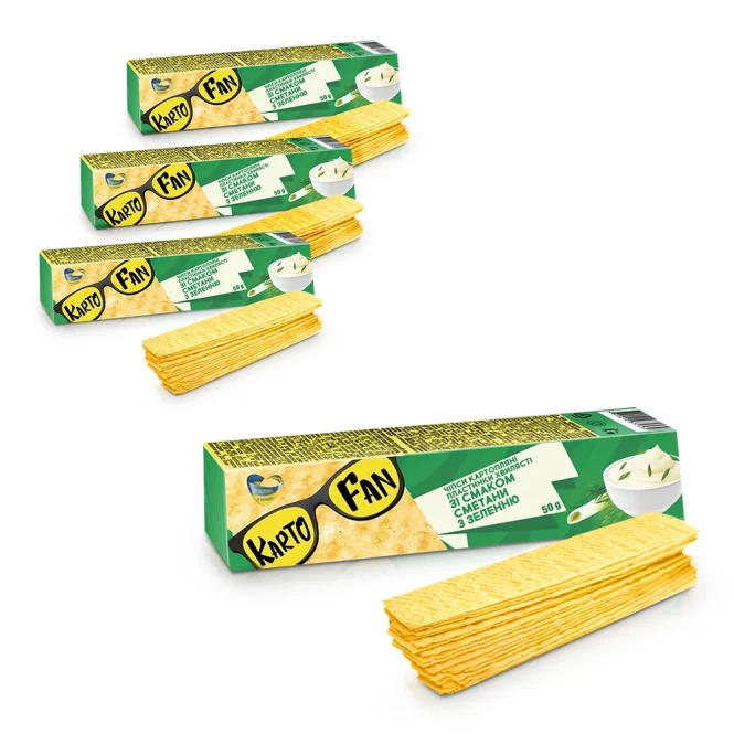 Kartoffelchips, mit Sauerrahm- und Kräutergeschmack, Kartofan, 4 х 50 g