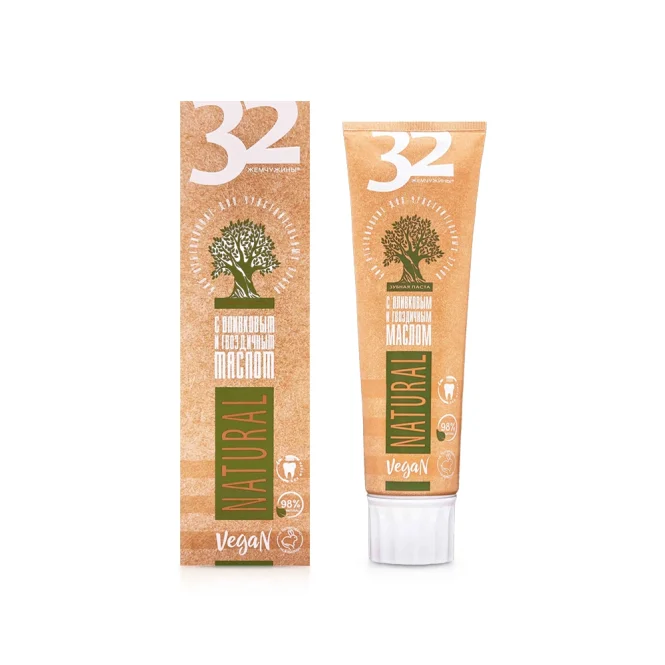 Zahnpasta – 32 Perlen, für empfindliche Zähne, mit Oliven- und Nelkenöl, Modum, 100 ml