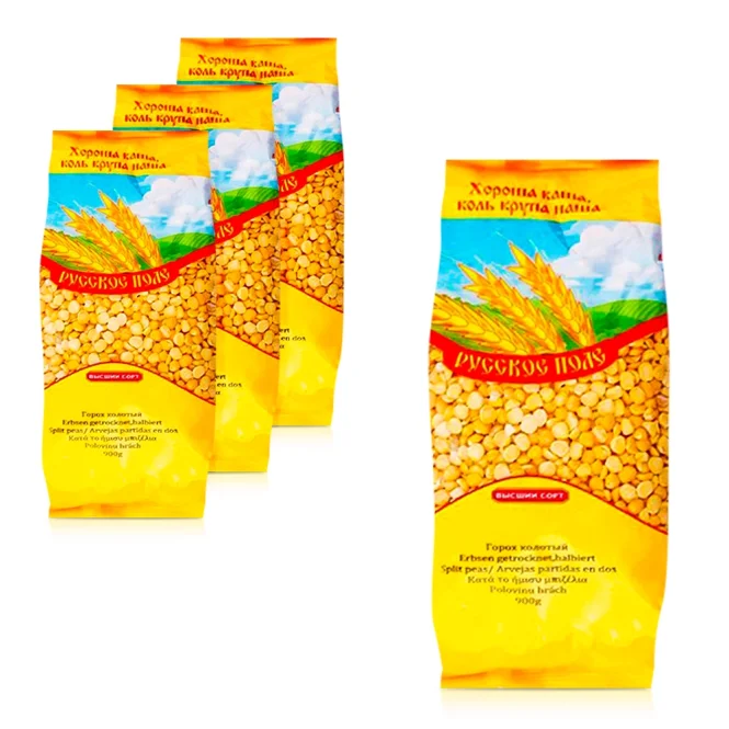Erbsen, halbiert, Russkoe Pole, 4 х 900 g
