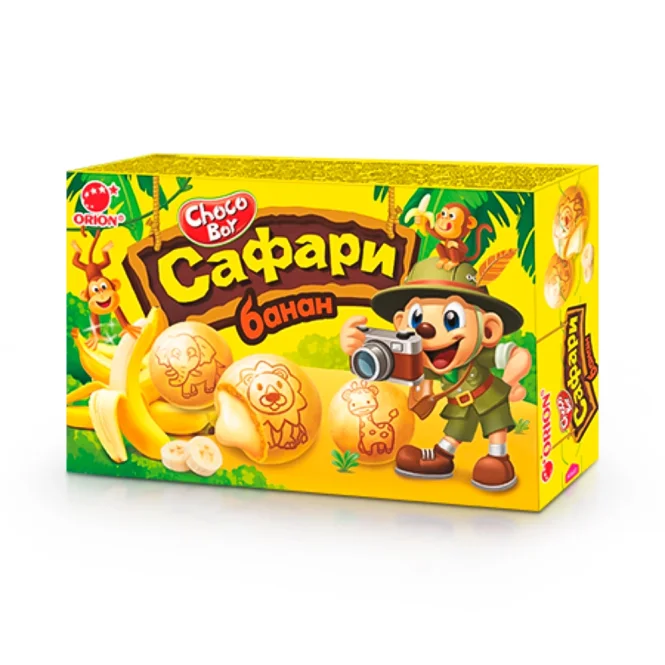 Печенье - Сафари, Choco Boy, с банановой начинкой, Orion, 39 г