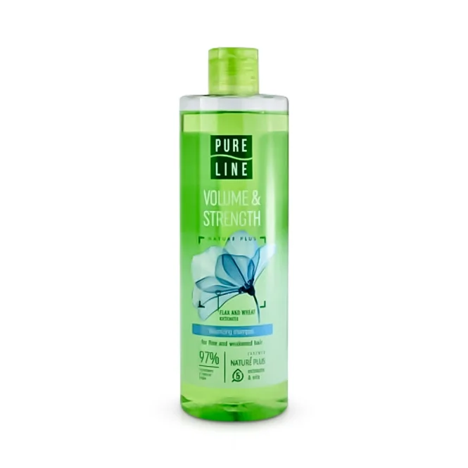 Shampoo - Volumen und Kraft, auf einem Sud aus Leinsamen und Kräutern, mit Weizenkeimextrakt, Pure Line, 400 ml