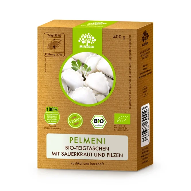 Вареники Био, с квашеной капустой и грибами, веган, MirBio, 400 г 