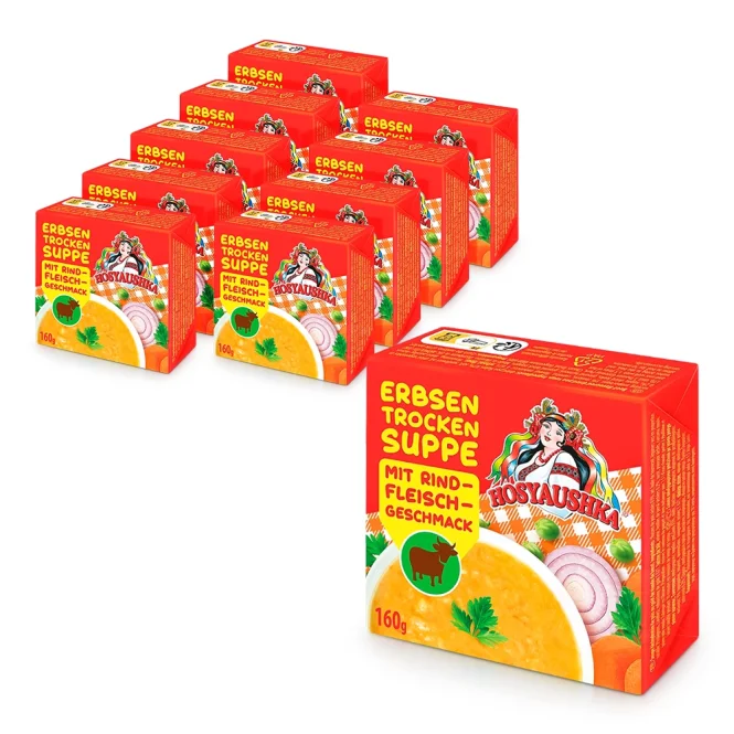 Erbsensuppe mit Rindfleischgeschmack, Hosyaushka, 10 х 160 g