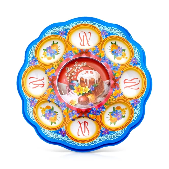 Osterständer für 8 Eier und 1 Osterkuchen, Osterarrangement, Kunststoff, Ø 25 cm