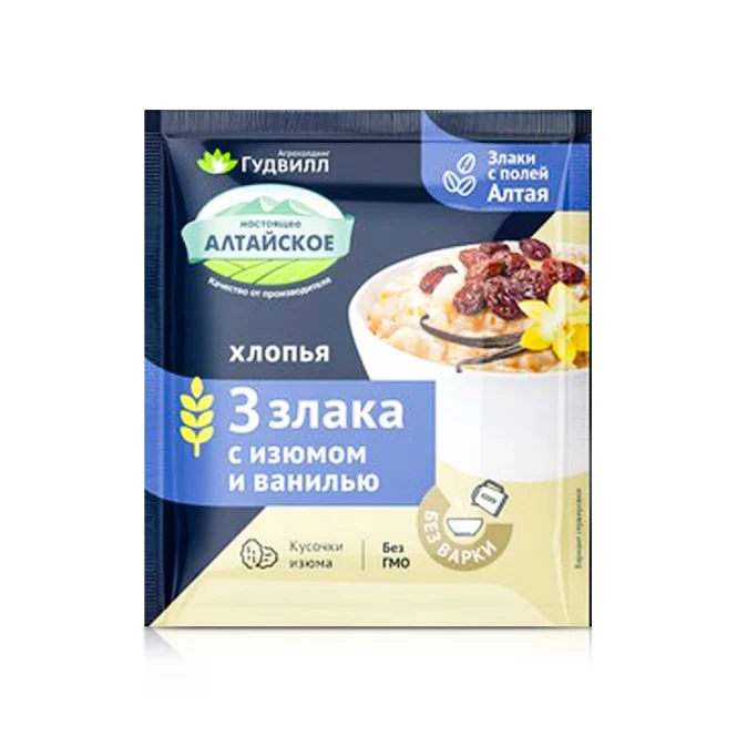 Хлопья - 3 злака с изюмом и ванилью, Гудвилл, 35 г