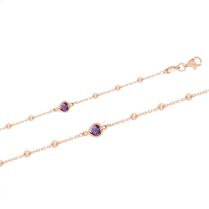 Damenarmband, Rotgold 585°, Zirkonia, Länge 19 cm