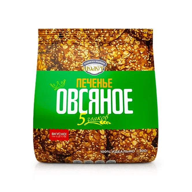 Печенье овсяное - 5 злаков, Полет, 300 г
