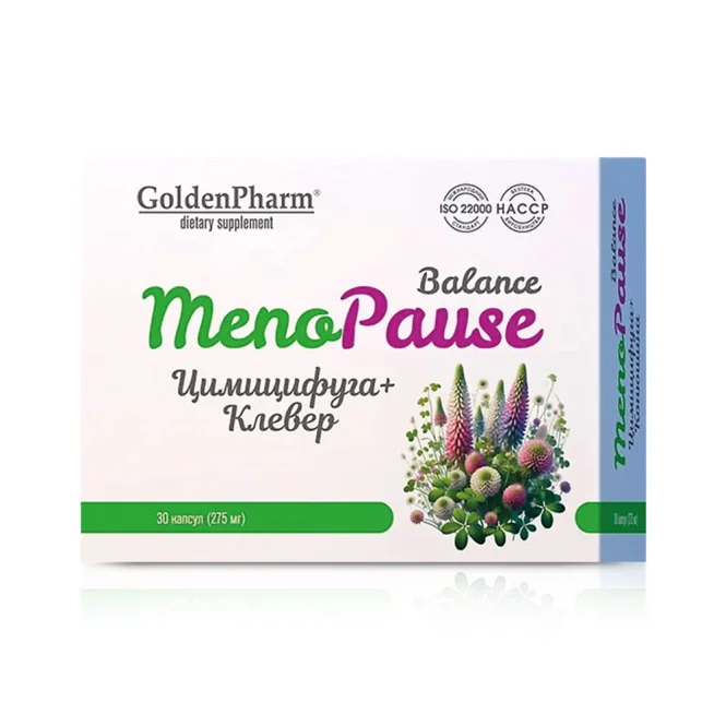 Menopause Balance mit Traubensilberkerze und Klee, GoldenPharm, 30 Kapseln
