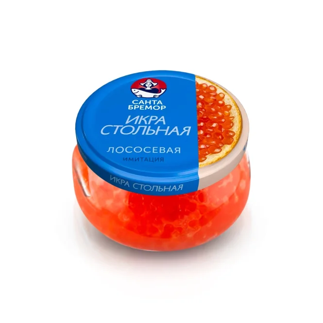 Икра красная - Стольная, лососевая, имитация, Санта Бремор, 230 г