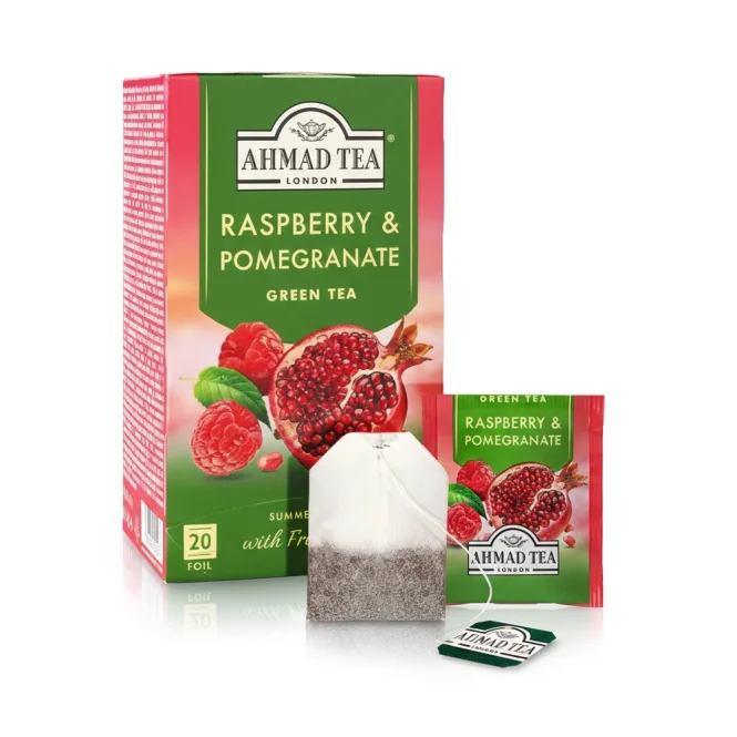 Чай зелёный, со вкусом малины и граната, Ahmad Tea, 2 г х 20 шт.